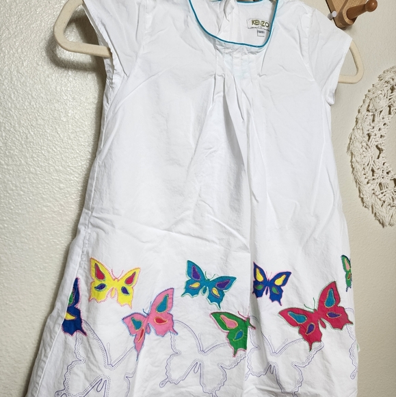 Kenzo Colorful Stitched Butterfly Girls Dress In White Size 6A - Picture 2 of 8